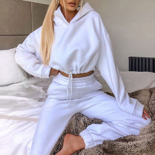 Amanda 2 Piece Crop Top Hoodie Sweatsuit