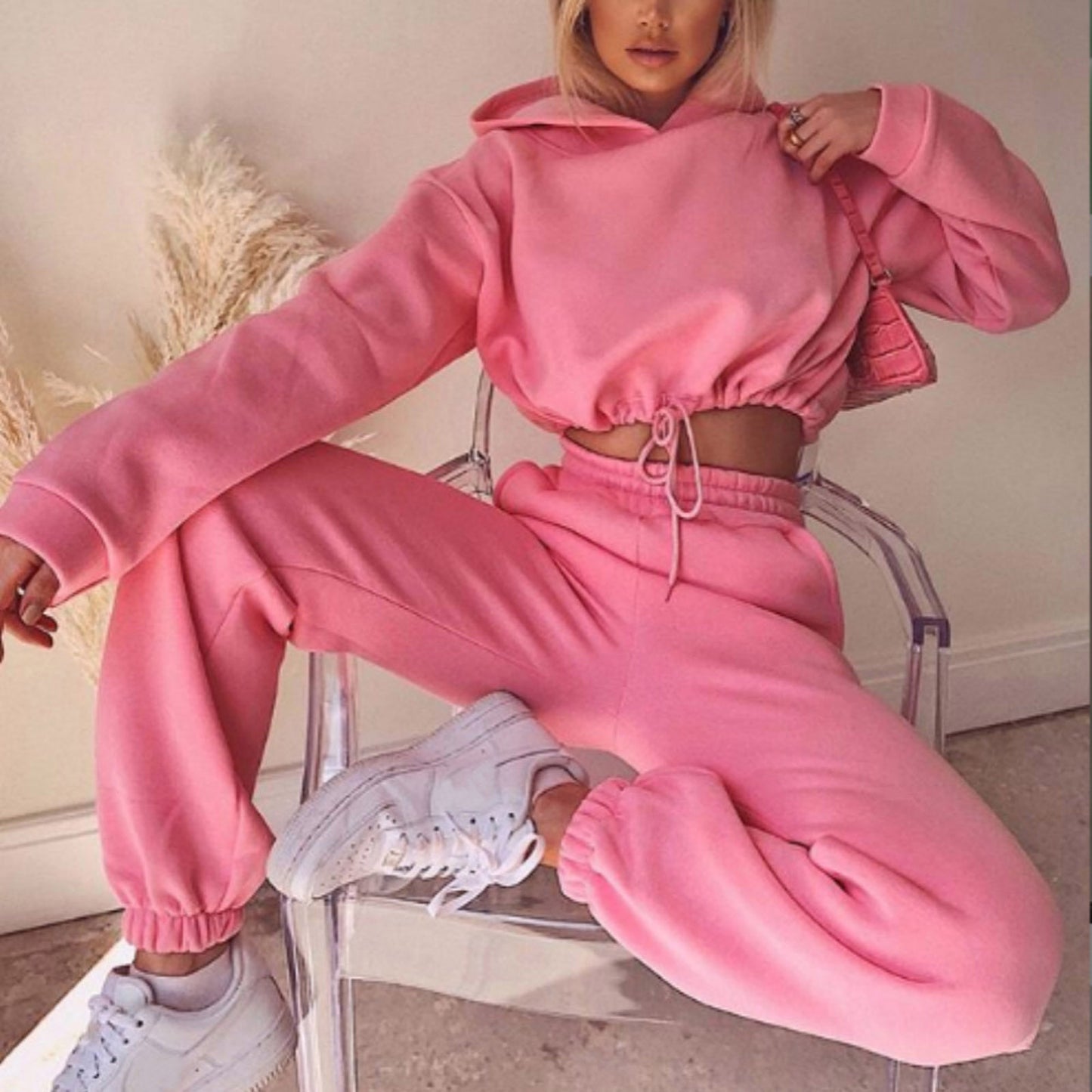 Amanda 2 Piece Crop Top Hoodie Sweatsuit