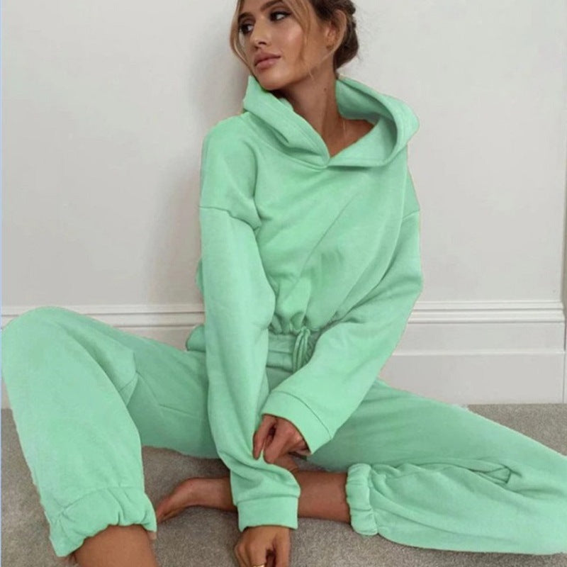 Amanda 2 Piece Crop Top Hoodie Sweatsuit